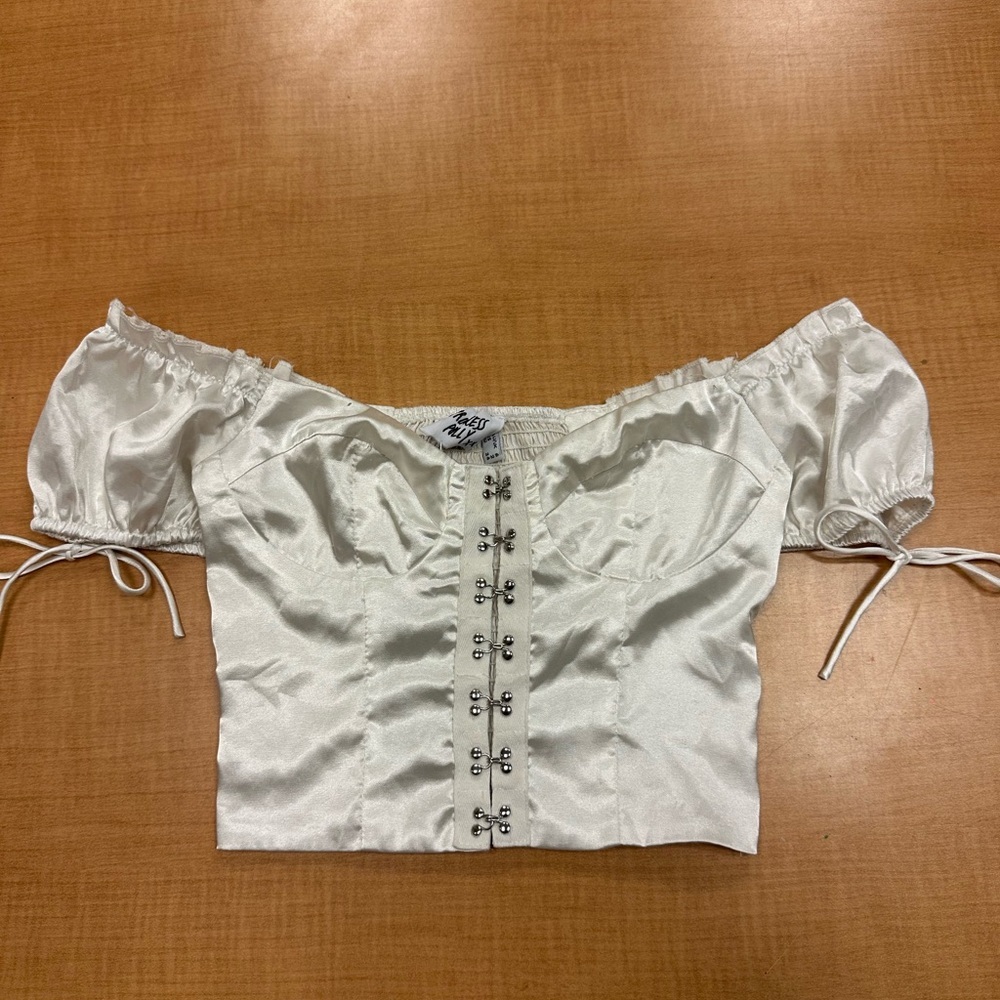 White Satin Off-Shoulder Top